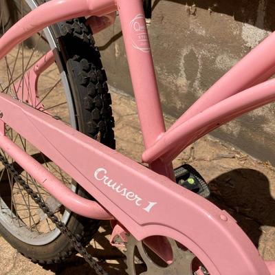LOT 61: Women’s Pink Electra Bicycle, Girls Purple Kent Tiki Bay Bicycles and Child’s Helmet