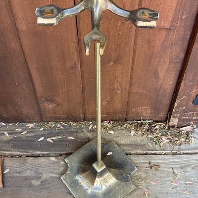 LOT 62: Vintage Brass Fireplace Tool Set with Stand