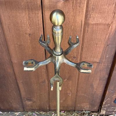 LOT 62: Vintage Brass Fireplace Tool Set with Stand