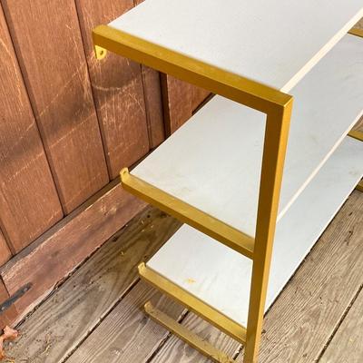 LOT 63: Set of Two (2) Book Shelves with Faux Marble (Plastic) Tops and Metal Sides and Book Ends