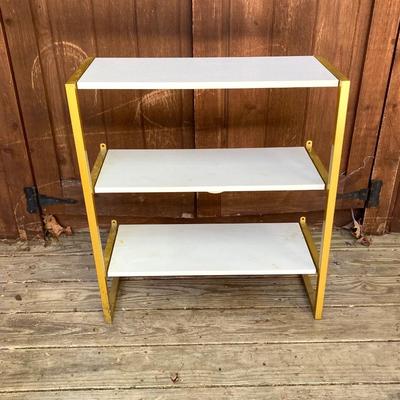 LOT 63: Set of Two (2) Book Shelves with Faux Marble (Plastic) Tops and Metal Sides and Book Ends