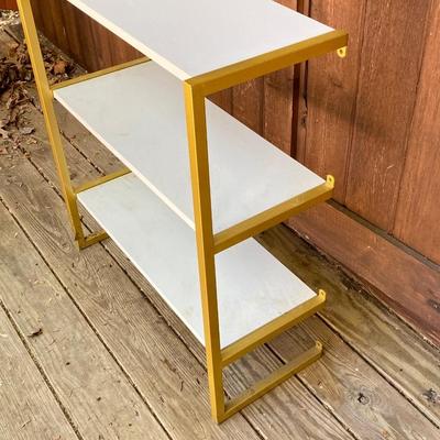LOT 63: Set of Two (2) Book Shelves with Faux Marble (Plastic) Tops and Metal Sides and Book Ends