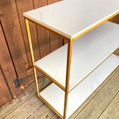 LOT 63: Set of Two (2) Book Shelves with Faux Marble (Plastic) Tops and Metal Sides and Book Ends