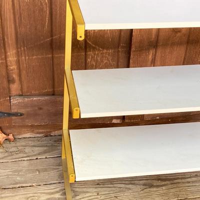 LOT 63: Set of Two (2) Book Shelves with Faux Marble (Plastic) Tops and Metal Sides and Book Ends