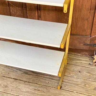 LOT 63: Set of Two (2) Book Shelves with Faux Marble (Plastic) Tops and Metal Sides and Book Ends