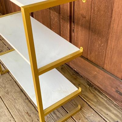 LOT 63: Set of Two (2) Book Shelves with Faux Marble (Plastic) Tops and Metal Sides and Book Ends