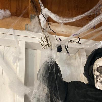 LOT 64: Scary Halloween Skeleton/Reaper on a Swing Indoor/Outdoor Decoration