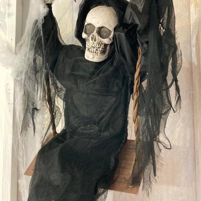 LOT 64: Scary Halloween Skeleton/Reaper on a Swing Indoor/Outdoor Decoration
