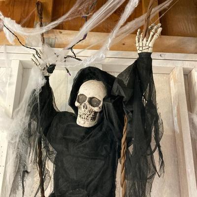 LOT 64: Scary Halloween Skeleton/Reaper on a Swing Indoor/Outdoor Decoration