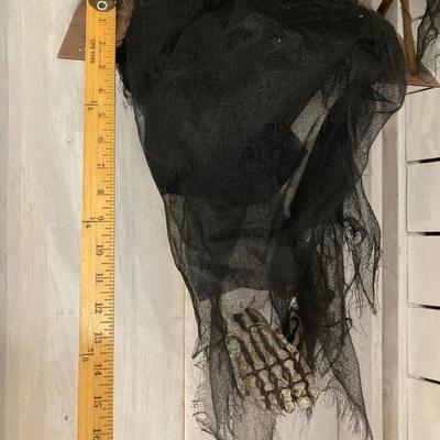 LOT 64: Scary Halloween Skeleton/Reaper on a Swing Indoor/Outdoor Decoration