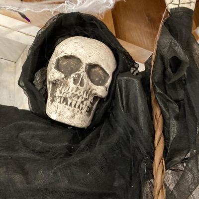 LOT 64: Scary Halloween Skeleton/Reaper on a Swing Indoor/Outdoor Decoration
