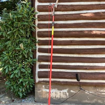 LOT 71: Garden Tools Including Pole Saw, Scotts Grass Seeder/Spreader, and Lopper