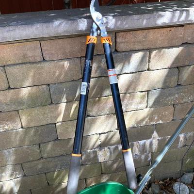 LOT 71: Garden Tools Including Pole Saw, Scotts Grass Seeder/Spreader, and Lopper