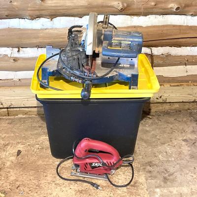 LOT 75: Ryobi Electric Compound Miter Saw, and an Electric Skil Saw