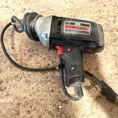 LOT 76: Craftsman Electric Drills, Tool Bag, Bits and Assorted Hand Tools