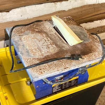 LOT 77: DEP Portable Tile Saw, Drill Master Circular Saw , Hyper Tough Jigsaw and Two (2) Hand Saws