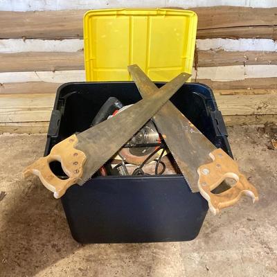 LOT 77: DEP Portable Tile Saw, Drill Master Circular Saw , Hyper Tough Jigsaw and Two (2) Hand Saws