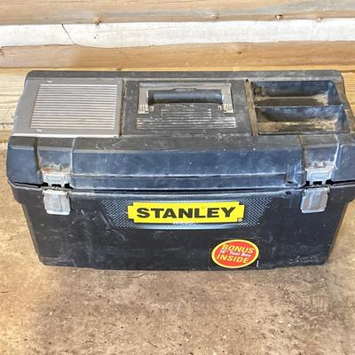 LOT 80: Stanley Tool Box, Pink Tool Belt and Assorted Tools