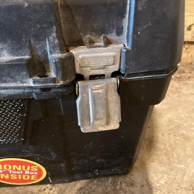 LOT 80: Stanley Tool Box, Pink Tool Belt and Assorted Tools