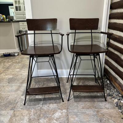 LOT 83: Set of Two (2) Crate & Barrel Easton Swivel Bar Stools
