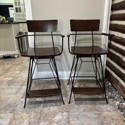 LOT 83: Set of Two (2) Crate & Barrel Easton Swivel Bar Stools