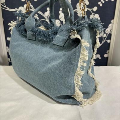LOT 96: Pretty Simple Denim Bag with Fringes, Roostas Woven Belt with Bag and Fashion Jewelry and Accessories all with Tags,