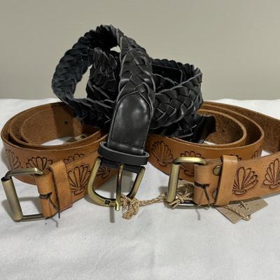 LOT 99: Set of Three (3) Leather Belts by Hobo and Hatch