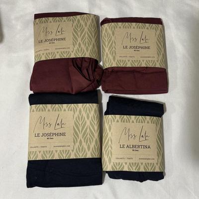 LOT 103: Collection of Fashion Scarfs and Scarf Holder and Unopened Tights