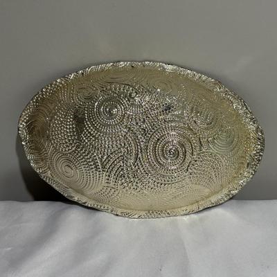 LOT 106: Lenox Organics Beaded Wave Chip and Dip Set In Original Box, Brass Candlesticks Metal Bowl