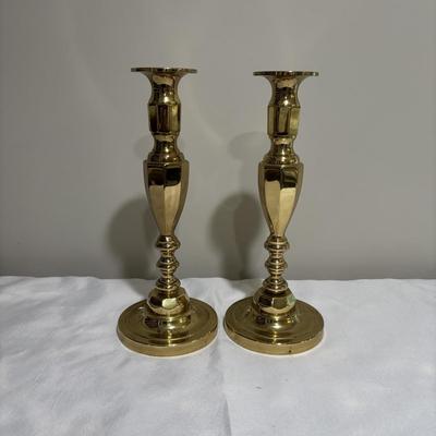 LOT 106: Lenox Organics Beaded Wave Chip and Dip Set In Original Box, Brass Candlesticks Metal Bowl