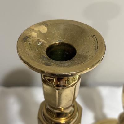 LOT 106: Lenox Organics Beaded Wave Chip and Dip Set In Original Box, Brass Candlesticks Metal Bowl