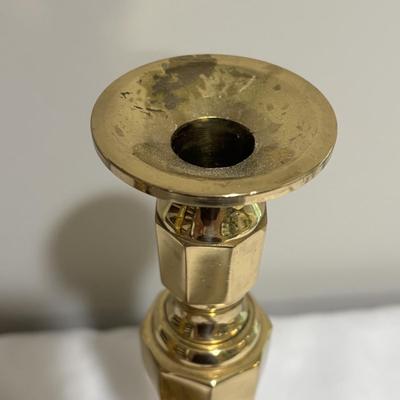 LOT 106: Lenox Organics Beaded Wave Chip and Dip Set In Original Box, Brass Candlesticks Metal Bowl