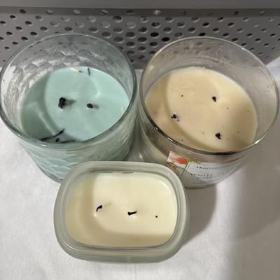 LOT 108: Large Selection Slightly Burned of Scented Candles and Candle Holders Including Flameless Candles
