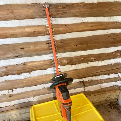 LOT 110: Pneumatic Air Nail Gun, Max Lander Battery Power Cordless Hedge Trimmer, and Electric Paint Spray Gun