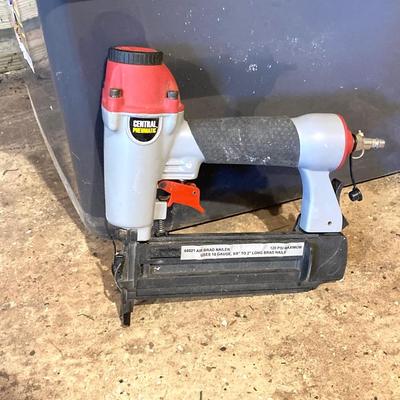 LOT 110: Pneumatic Air Nail Gun, Max Lander Battery Power Cordless Hedge Trimmer, and Electric Paint Spray Gun