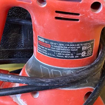 LOT 111: Craftsman Three Inch Belt Sander with Carry Case, Black & Decker Electric Orbital Sander, Chicago Electric Angle Grinder