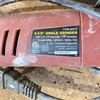 LOT 111: Craftsman Three Inch Belt Sander with Carry Case, Black & Decker Electric Orbital Sander, Chicago Electric Angle Grinder