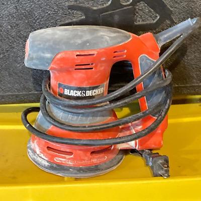 LOT 111: Craftsman Three Inch Belt Sander with Carry Case, Black & Decker Electric Orbital Sander, Chicago Electric Angle Grinder