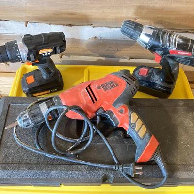 LOT 112: Tool Collection - Drills (Black & Decker, Warrior and Drill Master), Tool Set with Case and Assorted Drill Bits / Tools and...