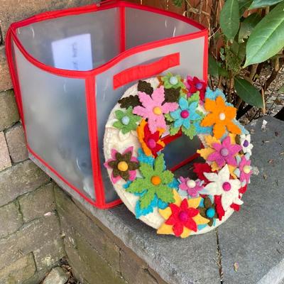 LOT 116: Large Assortment of Faux Flowers, Hand Crafted Wreath and Children's Very Own Sewing Machine