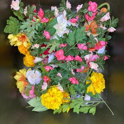 LOT 116: Large Assortment of Faux Flowers, Hand Crafted Wreath and Children's Very Own Sewing Machine