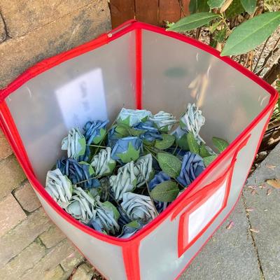 LOT 116: Large Assortment of Faux Flowers, Hand Crafted Wreath and Children's Very Own Sewing Machine