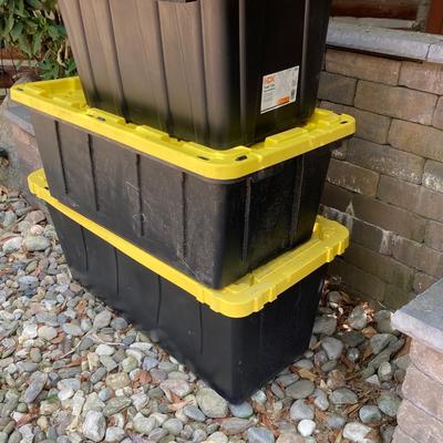 LOT 117: Set of Three (3) HDX Tough Totes with Lids 27gal, 38 gal and 55 gal