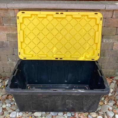 LOT 117: Set of Three (3) HDX Tough Totes with Lids 27gal, 38 gal and 55 gal