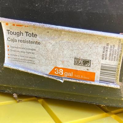 LOT 117: Set of Three (3) HDX Tough Totes with Lids 27gal, 38 gal and 55 gal