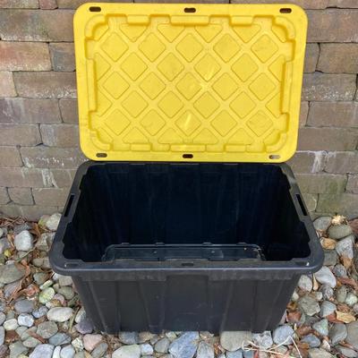 LOT 117: Set of Three (3) HDX Tough Totes with Lids 27gal, 38 gal and 55 gal