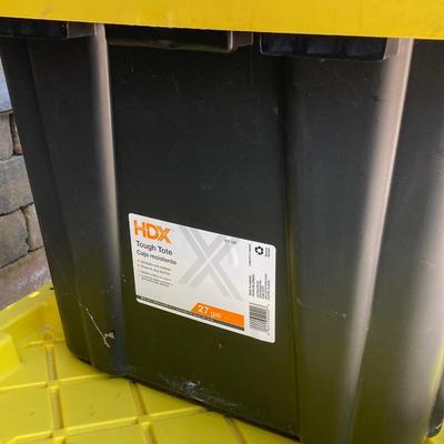 LOT 117: Set of Three (3) HDX Tough Totes with Lids 27gal, 38 gal and 55 gal