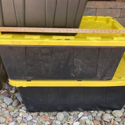 LOT 117: Set of Three (3) HDX Tough Totes with Lids 27gal, 38 gal and 55 gal