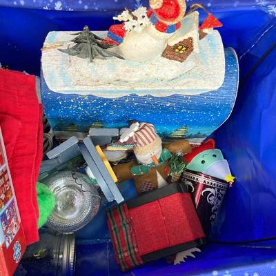 LOT 119: Large Assortment of Holiday Indoor and Out Decorations and More Including Puzzles, Gift Boxes , Lights and Much More