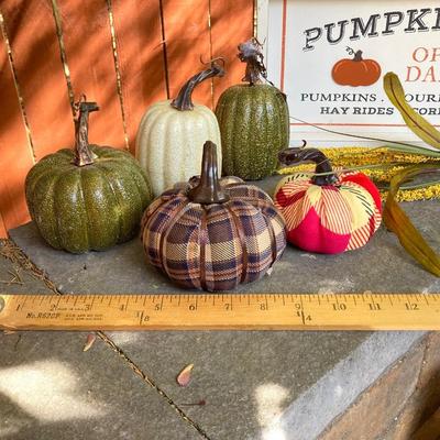 LOT 123: Assortment of Fall Decor Including Signs, Pumpkin Shaped Decorations and More
